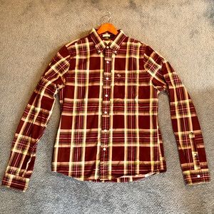 Plaid Maroon Button Down Shirt